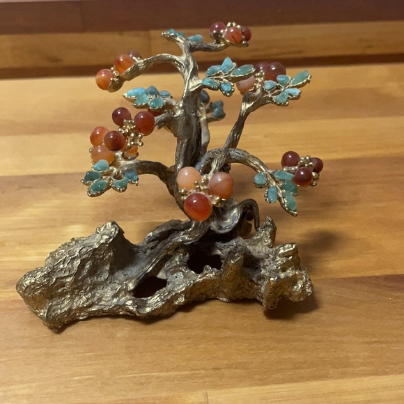 SWOBODA BONSAI TREE WITH CARNELIAN &AMP GREEN JADE